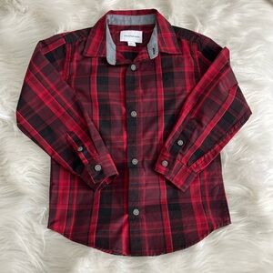 Calvin Klein Jeans Red and Black Plaid Button Down Shirt